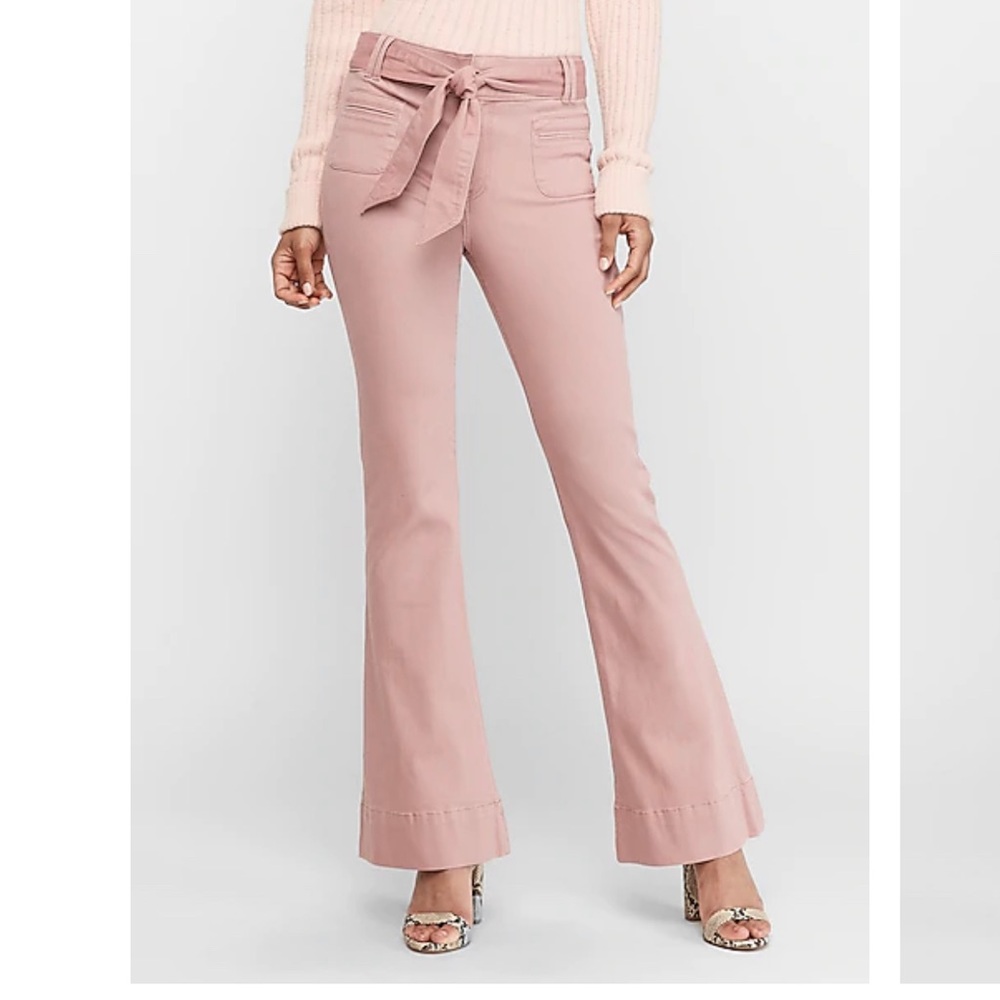 Express high waisted belted flare pants